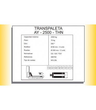 TRANSPALETA MANUAL 2500KG AYERBE THV/THN