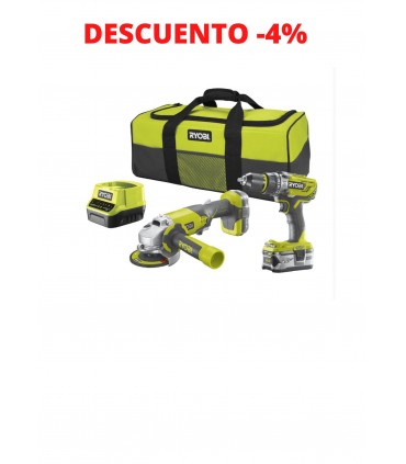 KIT AMOLADORA + TALADRO RYOBI