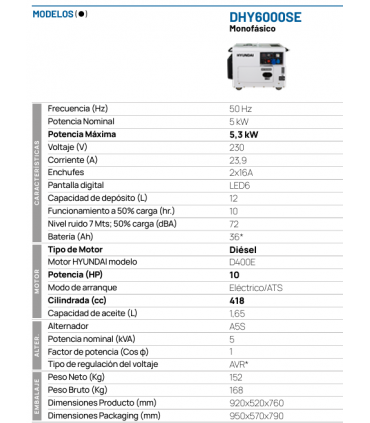 INSONORIZADO HYUNDAI 230V (5,3 KW)
