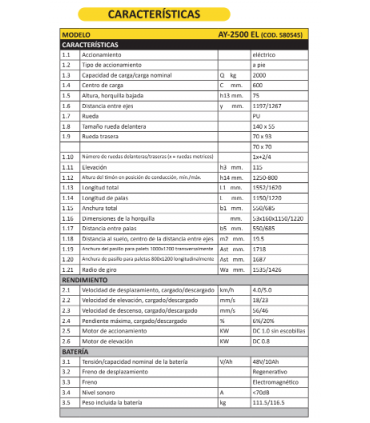 TRANSPALETA ELÉCTRICA 2.000 KG