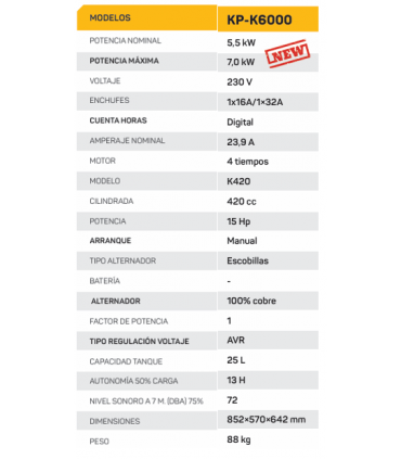 GENERADOR KOMPAK KP-K6000 230V (7 KW)