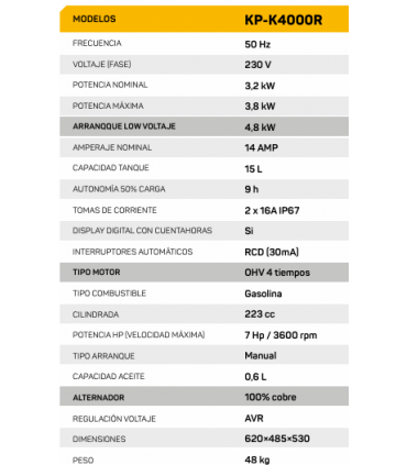 GENERADOR KOMPAK KP-K4000R (4,8 KW)