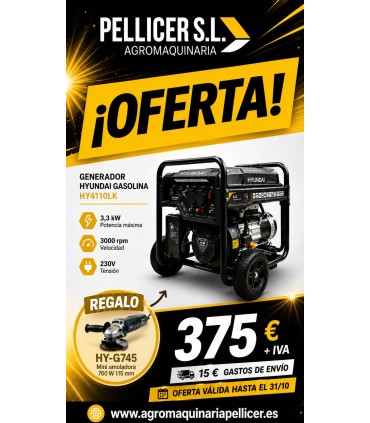 GENERADOR HYUNDAI HY4110LK 230V (3,3 KW)