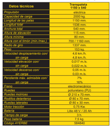 TRANSPALETA ELÉCTRICA 2000KG