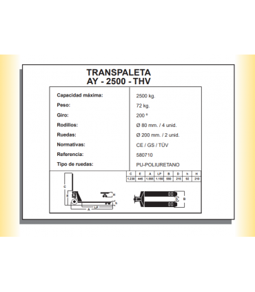 TRANSPALETA MANUAL 2500KG AYERBE THV/THN