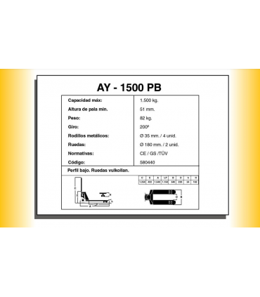 TRANSPALETA MANUAL "PERFIL BAJO" 1500KG AYERBE PB