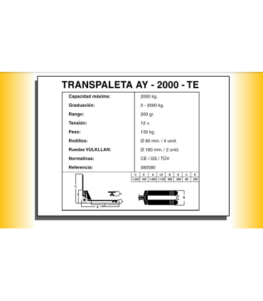 TRANSPALETA MANUAL "PESAJE" 2000KG AYERBE TE