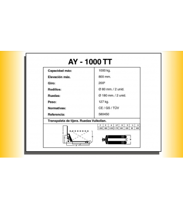TRANSPALETA MANUAL "TIJERA" 1000 KG AYERBE TT