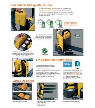 TRANSPALETA ELECTRICA "CORTA" 1500 KG
