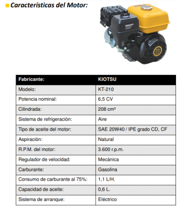 GENERADOR KIOTSU KT-210 230V (3,8 KW)