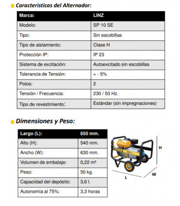 GENERADOR KIOTSU KT-210 230V (3,8 KW)