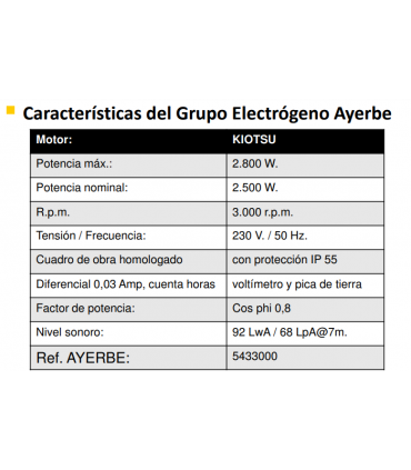 GENERADOR AYERBE LX2800 230V (2´8 KW)