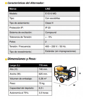 GENERADOR KIOTSU KT-420 400 V (8 KVA)