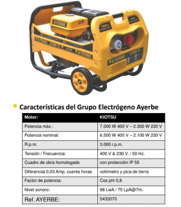 GENERADOR AYERBE LX7000TX 400V (7 KVA)
