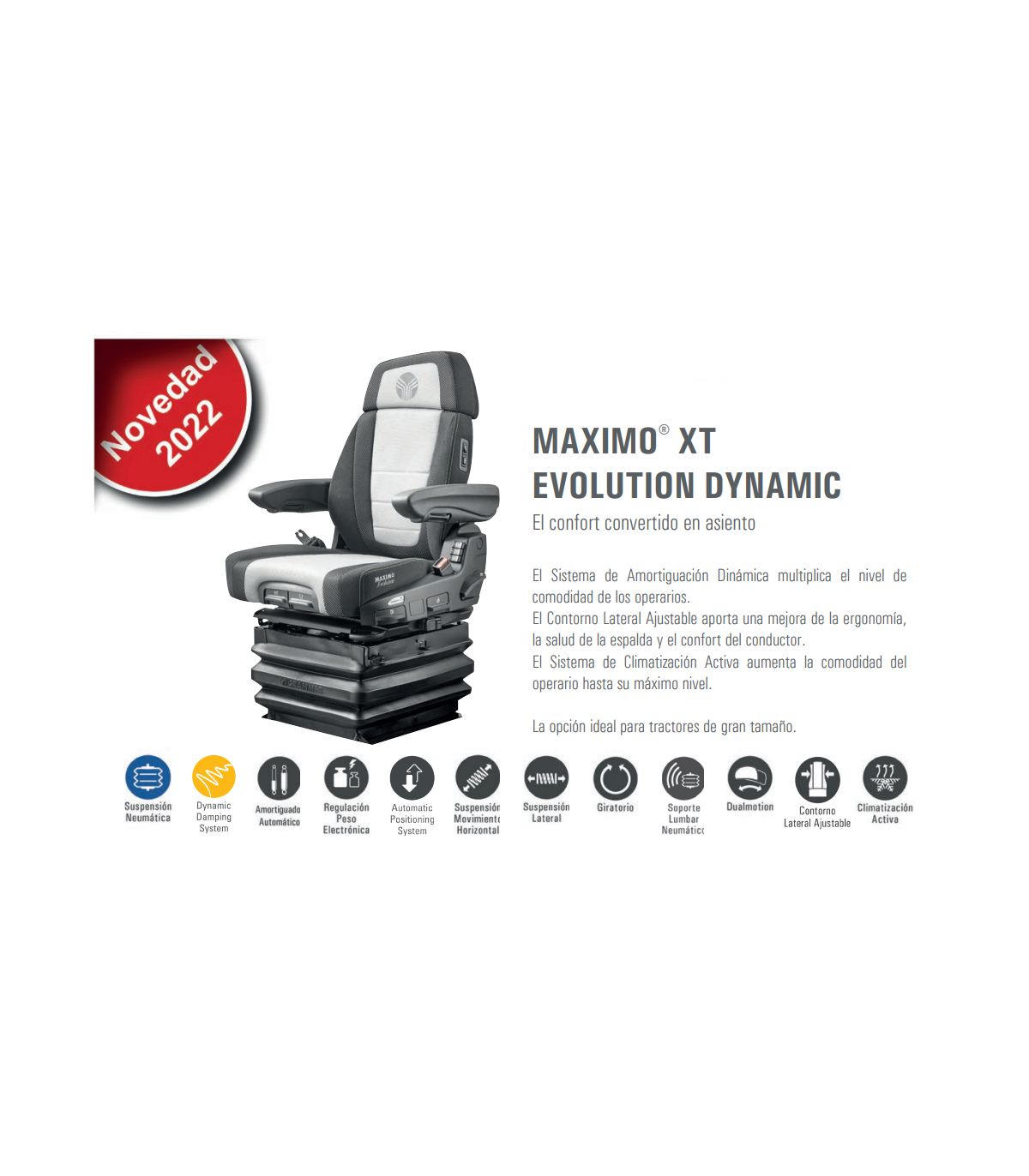 Asiento tractor grammer maximo evolution dynamic